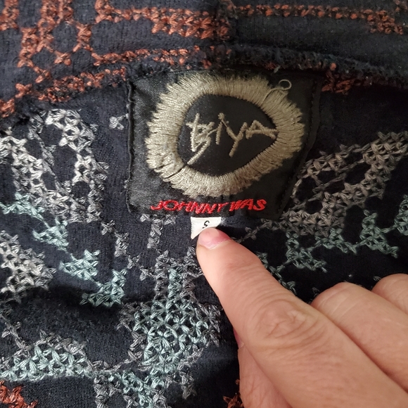 Johnny Was Biya cotton/wool blend black embroidered hooded cardigan sweater. S. - Picture 10 of 14